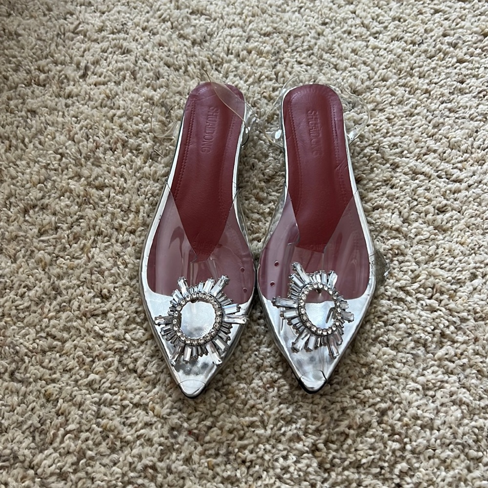 Flat kitten Heel peep toe clear